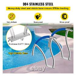 2pcs 304 Stainless Steel Inground Swimming Pool Hand Rail Rustproof Stair Ladder