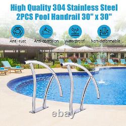 2x 30x30 Inground Swimming Pool Handrail Stainless Steel Stair Grab Hand Rails