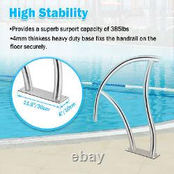 2x Inground Swimming Pool Hand Rail 304 Stainless Steel Rustproof Stair Ladder