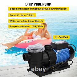 3.0 HP Pro Powerful In/Above Ground Swimming Pool Pump with Strainer 10038 GPH