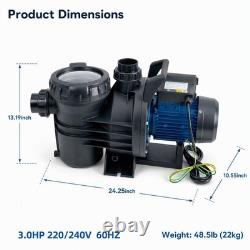 3.0HP 220/240v 2.0 NPT INGROUND Swimming POOL PUMP MOTOR withStrainer For Hayward