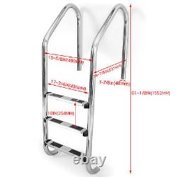 3 Non-Slip Step Ladder 304 Stainless Steel Ladder for Swimming Pool In-Ground