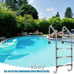 3 Step Stainless Steel In-Ground Swimming Pool Ladder With Easy Mount Legs New