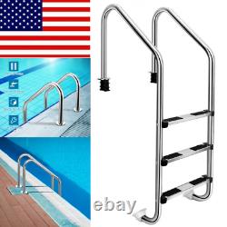 3-Step Stainless Steel In Ground Swimming Pool Ladder with Anti-Slip Steps Safety