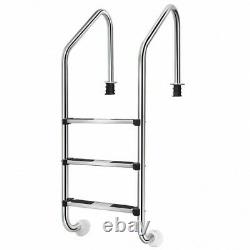 3-Step Stainless Steel In Ground Swimming Pool Ladder with Anti-Slip Steps Safety