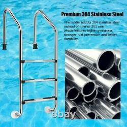 3-Step Stainless Steel In Ground Swimming Pool Ladder with Anti-Slip Steps Safety