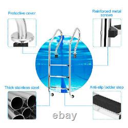 3-Step Stainless Steel Inground Swimming Pool Stairs with Non-Slip Footstep