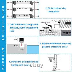 3-Step Stainless Steel Inground Swimming Pool Stairs with Non-Slip Footstep