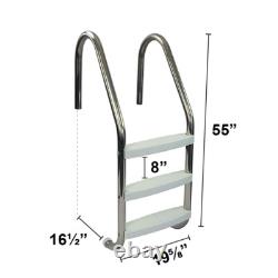 3-Step Stainless Steel Swimming Pool Ladder For Inground Pools with Plastic Steps