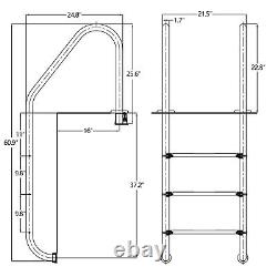 3 Step Stainless Steel Swimming Pool Ladder for In Ground Pool With Anti-Slip Step