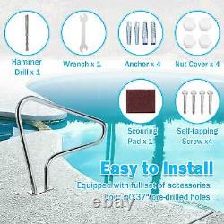 304 Stainless Steel Swimming Pool Hand Rail Inground Safety Handrail Rail withBase