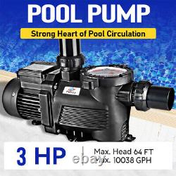 3HP 10038GPH Inground Swimming Pool Pump Motor Single Speed 110V Black