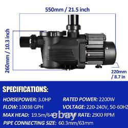 3HP Hi-Speed Super Pump For In-Ground Swimming Pools Pump For Hayward 10038 GPH