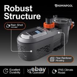 3HP High Flow Swimming Pool Pump Variable Speed 189 GPM for Above/In-Ground Pool