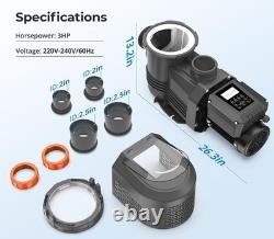 3HP High Flow Variable Speed Pool Pump for In-Ground/Above Swimming Pool Pump