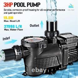 3HP Inground Swimming Pool Pump 10038 GPH w Filter Basket Above Ground Pool Pump