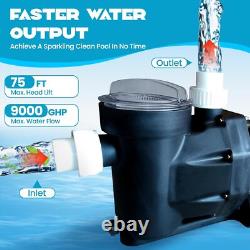 3HP Swimming Pool Pump 220V 9000 GPH 1800W In/Above Ground Pool Pump