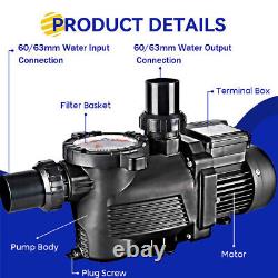 3HP Swimming Pool Pump Motor Strainer With Cord In/Above Ground Water Filter