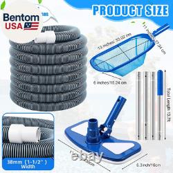 4 Pcs Swimming Pool Vacuum Kits 11.8 Vacuum Head with 1-1/2 X 29.5 Ft Hoses, 1