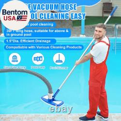 4 Pcs Swimming Pool Vacuum Kits 11.8 Vacuum Head with 1-1/2 X 29.5 Ft Hoses, 1