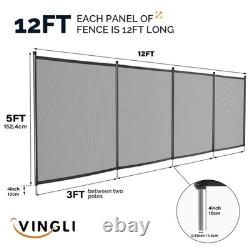 4Ft x 12Ft Black Pool Fence Swimming Pool Fence in Ground Pool Safety Fencing