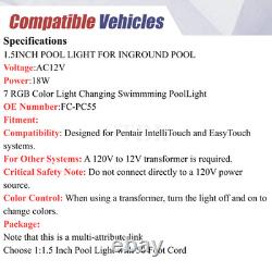 50 ft 18W 12V LED RGB 1.5 Pool Light For Pentair GloBrite Pentair IntelliTouch