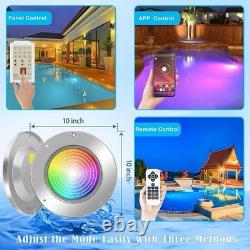 60W 10 Inch RGB LED Inground Swimming Pool Light 100FT Cord App Remote Control