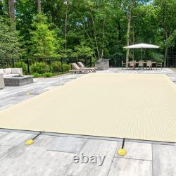 8-24ft Beige Inground Pool Cover Rectangle Safety Garden Swimming Pool Cover