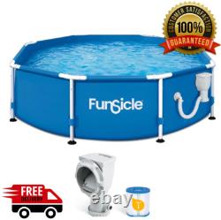 8' x 30 Outdoor Round Frame Above Ground Swimming Pool Set, Blue