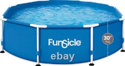 8' x 30 Outdoor Round Frame Above Ground Swimming Pool Set, Blue