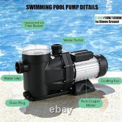 8880GPH 2.5HP Swimming Pool Pump In/Above Ground with Motor Strainer Basket