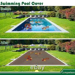 8FT Inground Swimming Pool Cover Rectangle Winter Pool Cover Safety Heavy Duty