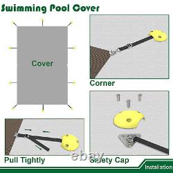 8FT Inground Swimming Pool Cover Rectangle Winter Pool Cover Safety Heavy Duty