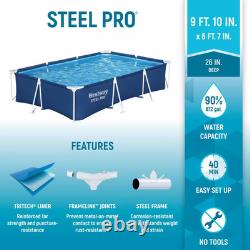 9.8 Ft. X 6.6 Ft. Rectangular 26 In. Metal Frame above Ground Swimming Pool Set