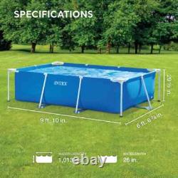 9.8 Ft x 29.5 In Rectangular Soft-Sided Frame Above Ground Backyard Swimming Poo
