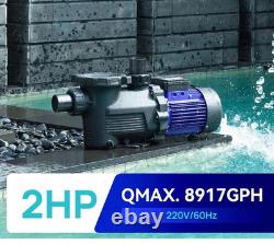 AQUASTRONG 2 HP In/Above Ground Single Speed Pool Pump, 115V, 8917GPH, High Flow