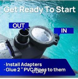 AQUASTRONG 2 HP In/Above Ground Single Speed Pool Pump, 115V, 8917GPH, High Flow