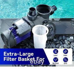 AQUASTRONG 2 HP In/Above Ground Single Speed Pool Pump, 115V, 8917GPH, High Flow