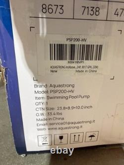 AQUASTRONG 2 HP In/Above Ground Single Speed Pool Pump, 115V, 8917GPH, High Flow