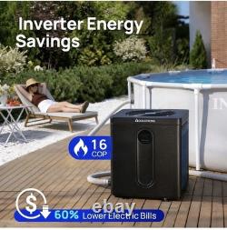 AQUASTRONG 39,000 BTU Top Discharge Inverter Swimming Pool Heat Pump, 9,000 Gal