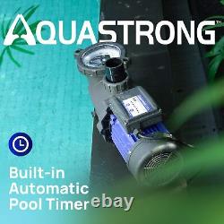 AQUASTRONG In/Above Ground Pool Pump 3 HP with Timer 220V with High Flow 8917