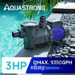 AQUASTRONG In/Above Ground Pool Pump 3 HP with Timer 220V with High Flow 8917