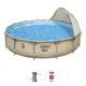 Above Ground Swimming Pool Set With Canopy Durable Pool Frame 13' X 33 Round