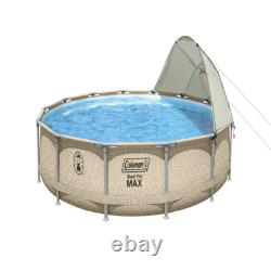 Above Ground Swimming Pool Set with Canopy Durable Pool Frame 13' X 33 Round