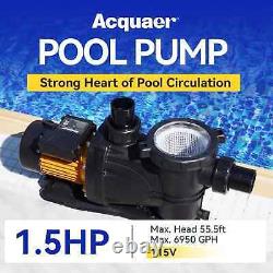 Acquaer 2 HP Pool Pump, 7860 GPH 115V Above Ground Inground Swimming Pool