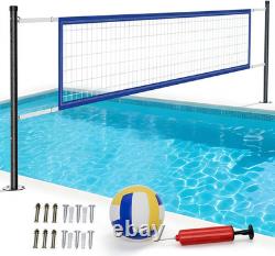 Adjustable Pool Volleyball Net for Inground Pools 16-22FT with Steel Poles