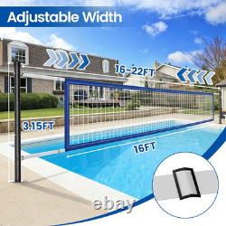 Adjustable Pool Volleyball Net for Inground Pools 16-22FT with Steel Poles
