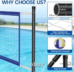 Adjustable Pool Volleyball Net for Inground Pools 16-22FT with Steel Poles