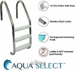 Aqua Select 3-Step Stainless Steel Swimming Pool Ladder For In-Ground Pools