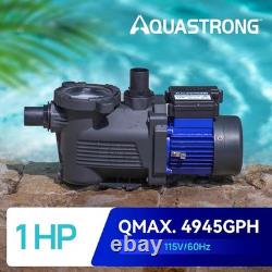 Aquastrong 1HP Pool Pump Inground Above Ground Swimming Pool Motor 4945 GPH 1.5